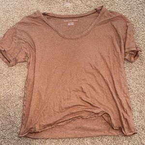 Brown swoop neck oversized american eagle t shirt size XS